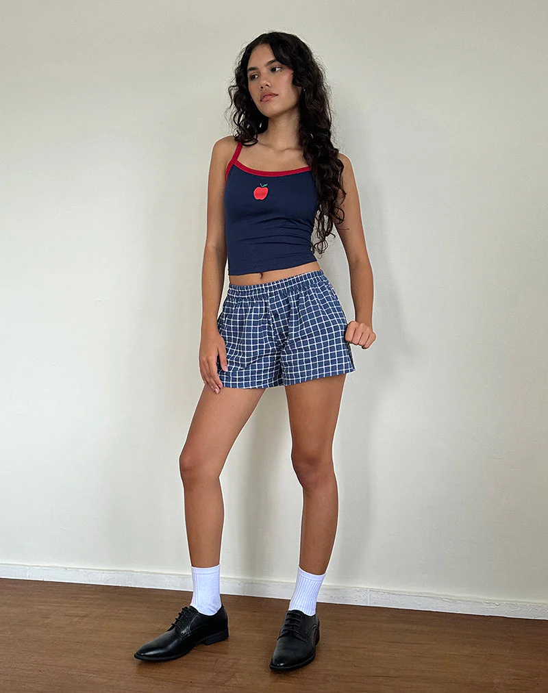 Icah Vest Top in Navy mit rotem Einband und Apfelmotiv - Image 3