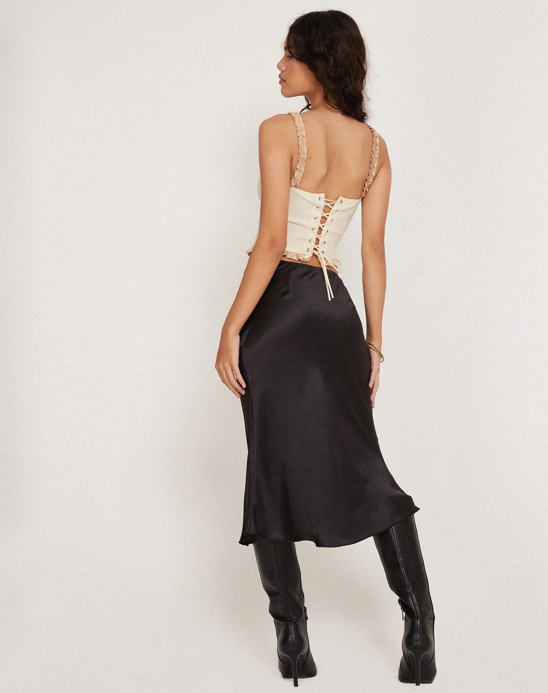 Idalia Korsett-Top in Creme mit Satin-Rüsche - Image 5