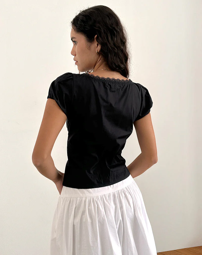 Ilias Korsett-Top aus Popeline Schwarz - Image 4