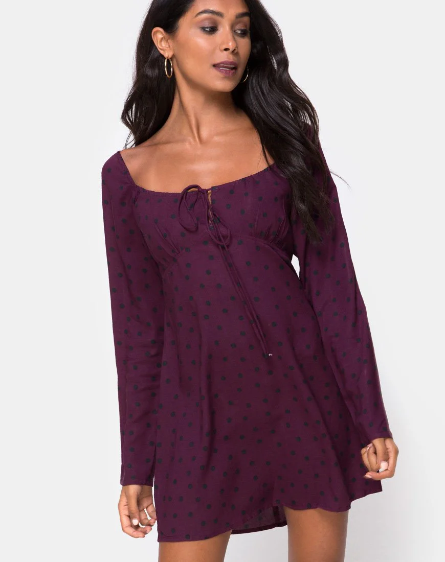 Ilova Kleid in Skater Polka Wein