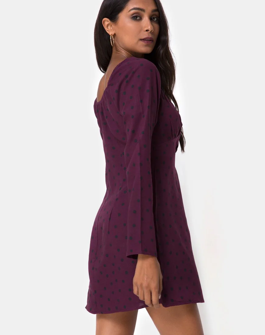 Ilova Kleid in Skater Polka Wein - Image 2