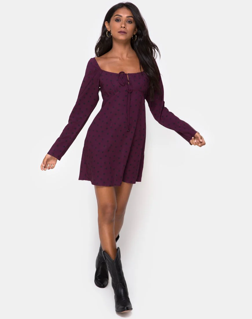 Ilova Kleid in Skater Polka Wein - Image 3