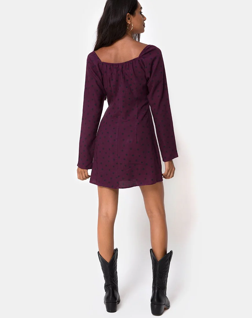 Ilova Kleid in Skater Polka Wein - Image 4