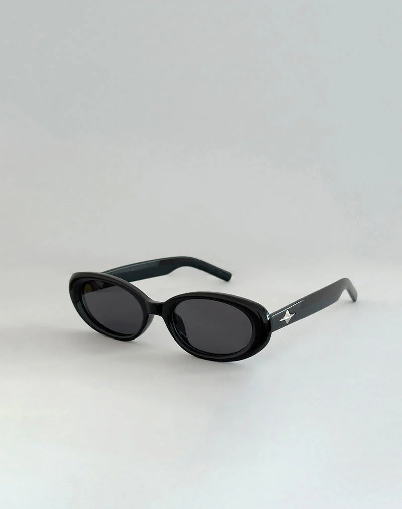 Imbri Ovale Sonnenbrille in Schwarz mit Stern - Image 3
