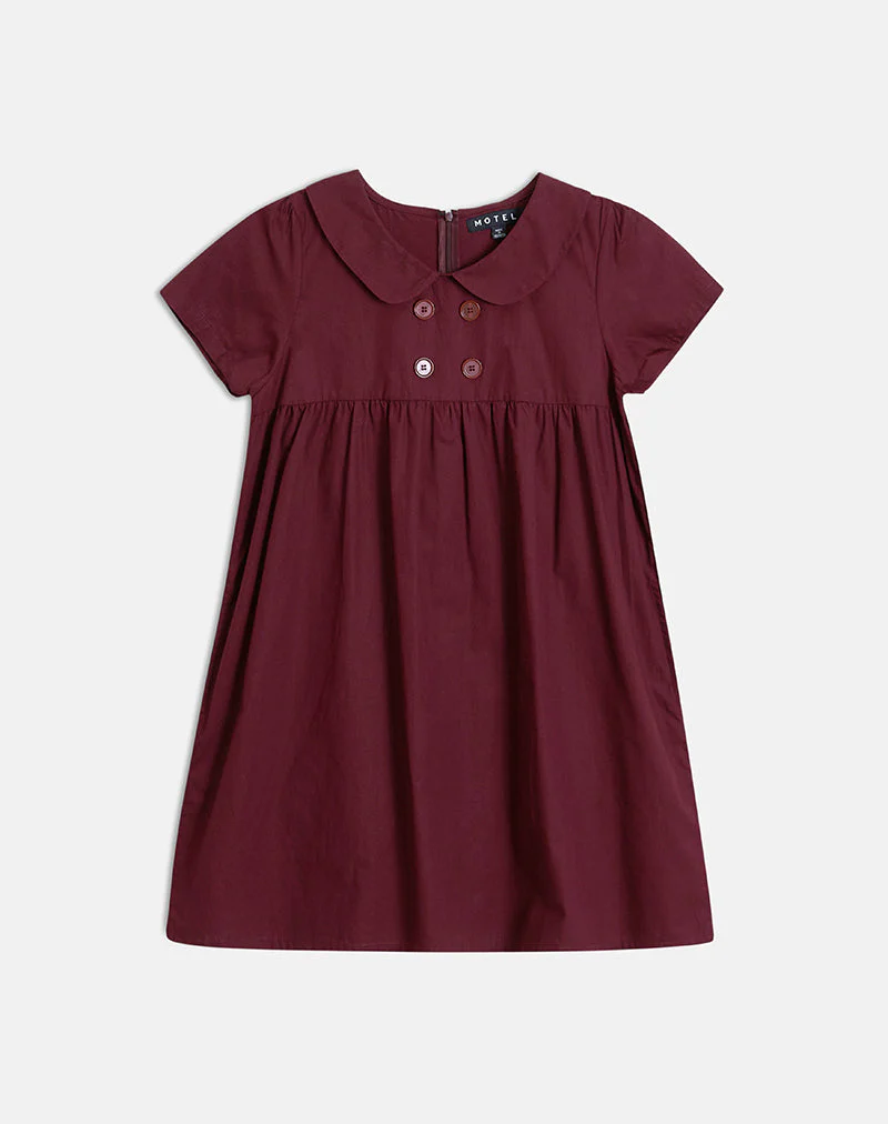 Imiraty Babydoll Mini Dress in Poplin Maroon - Image 5