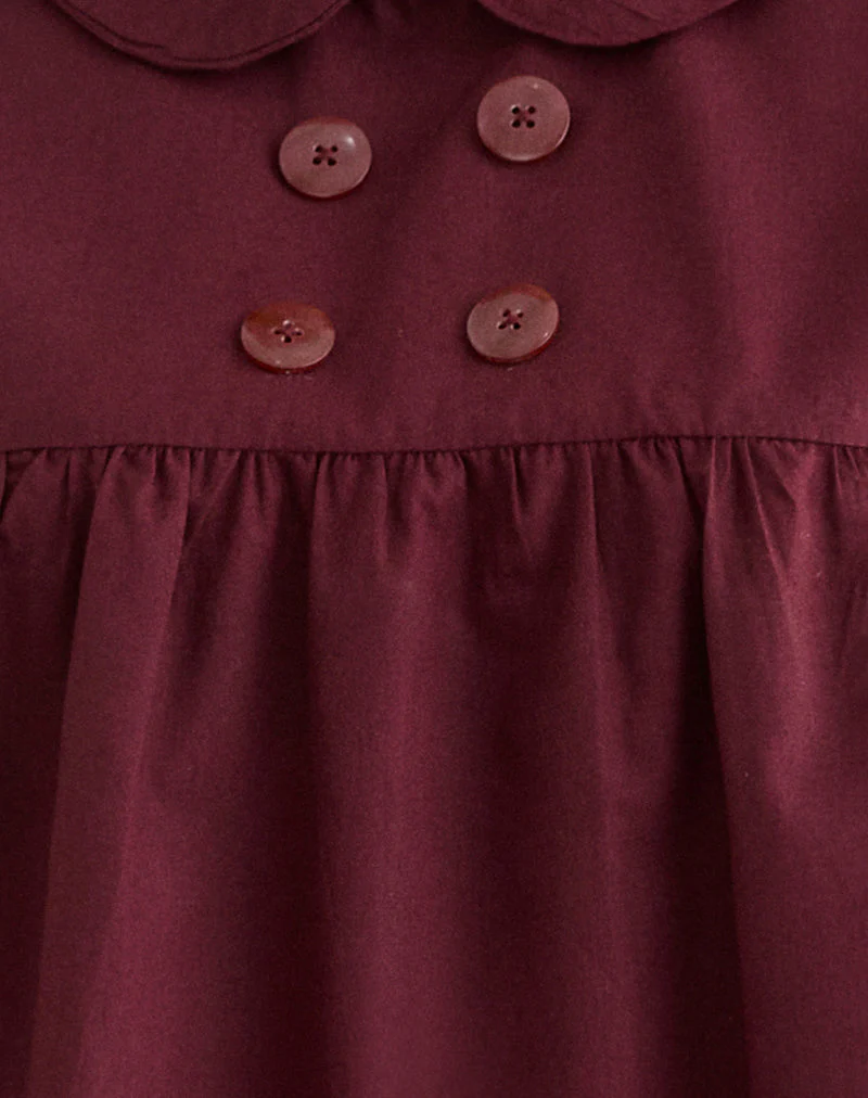 Imiraty Babydoll Mini Dress in Poplin Maroon - Image 6