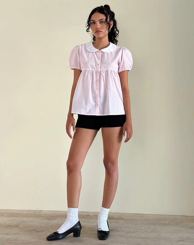 Immy Top in kleinem Streifen vertikal Candy Pink - Image 4