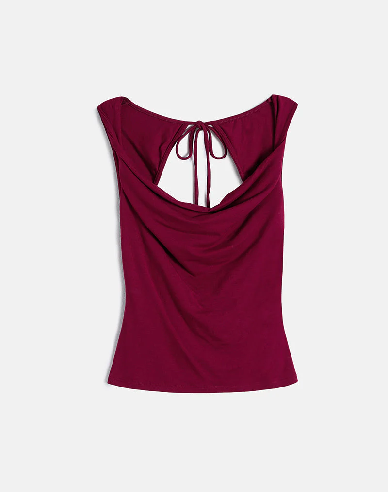 Imrie Top mit offenem Rücken aus Rayon Jersey Burgundy - Image 5