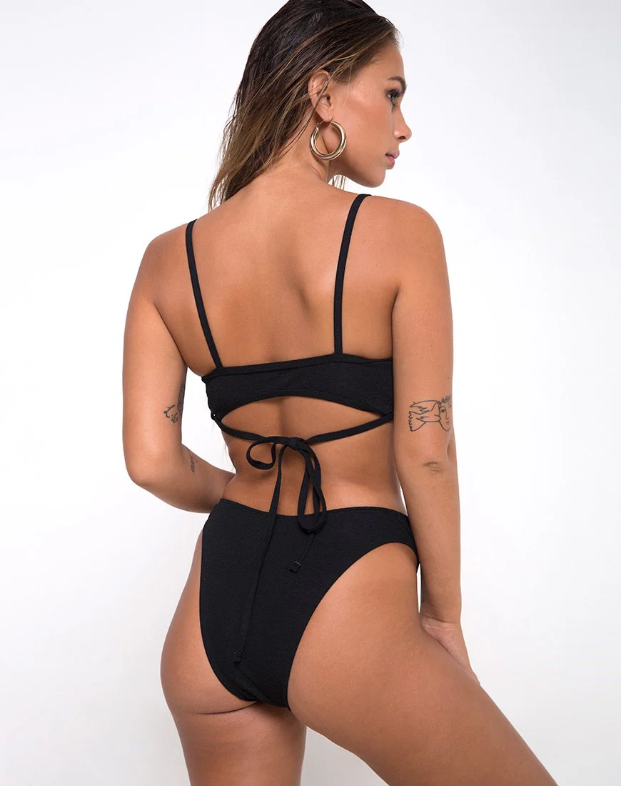 Ina Bottom Bikini in Textur Schwarz - Image 5