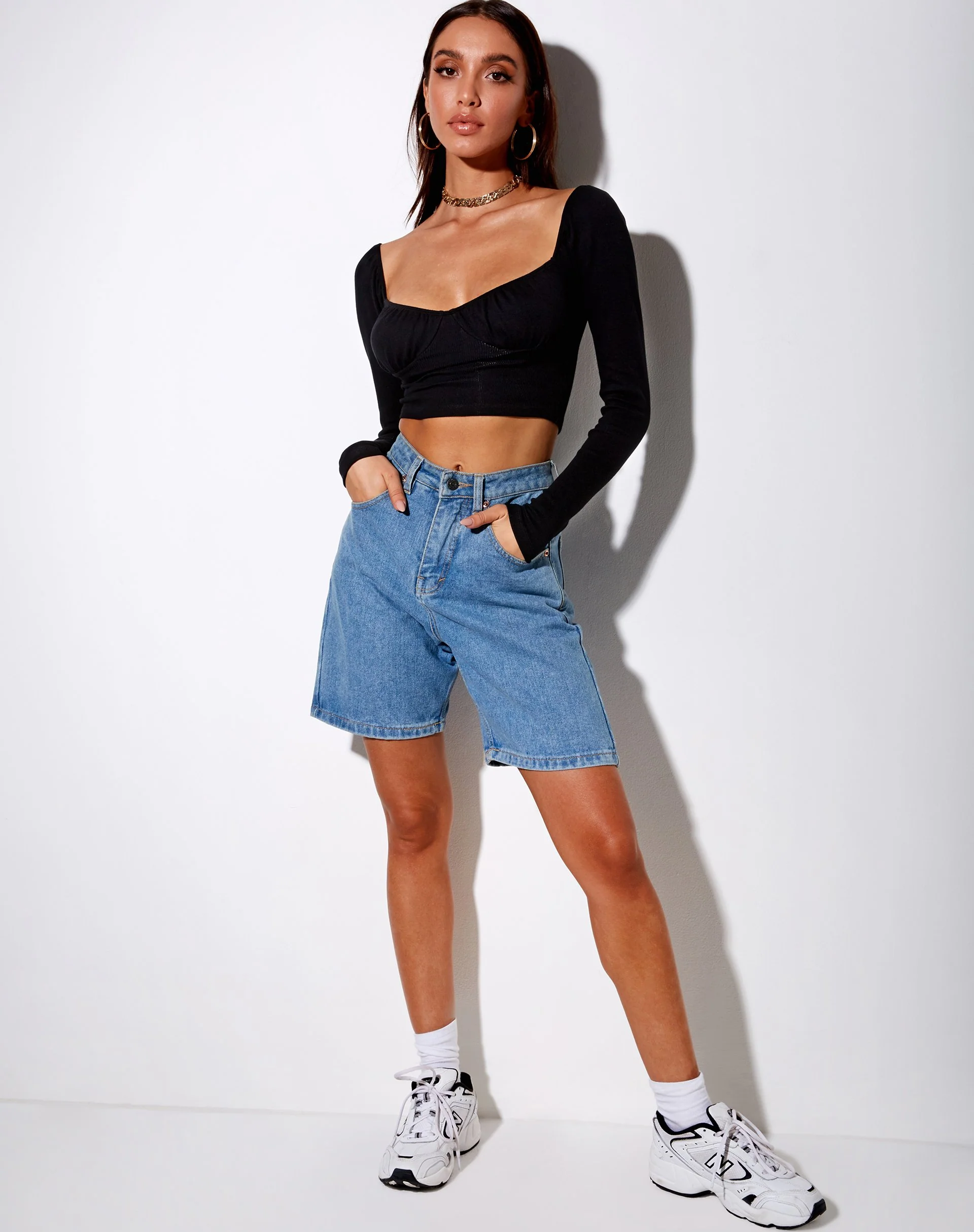 Inalo Crop Top aus Rippe Schwarz - Image 3