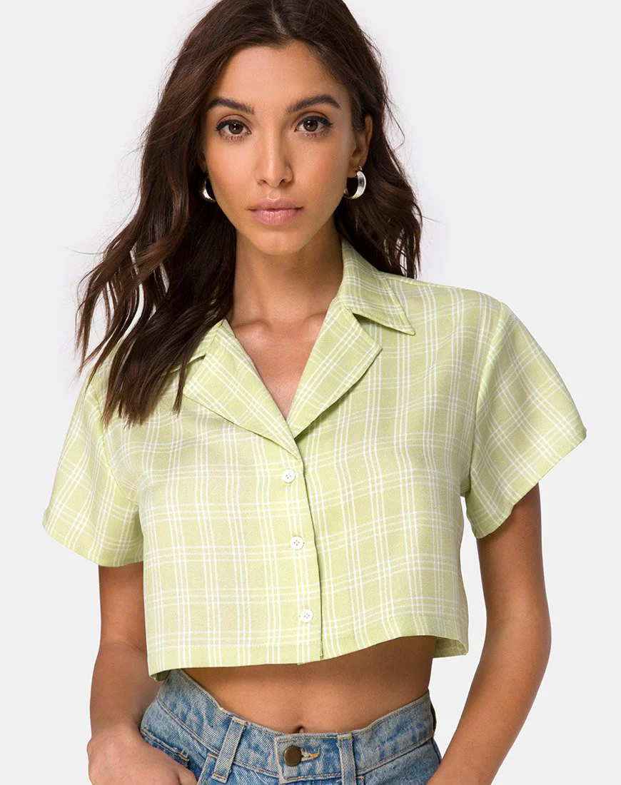 Indiana Cropped Shirt in Salbei Karo