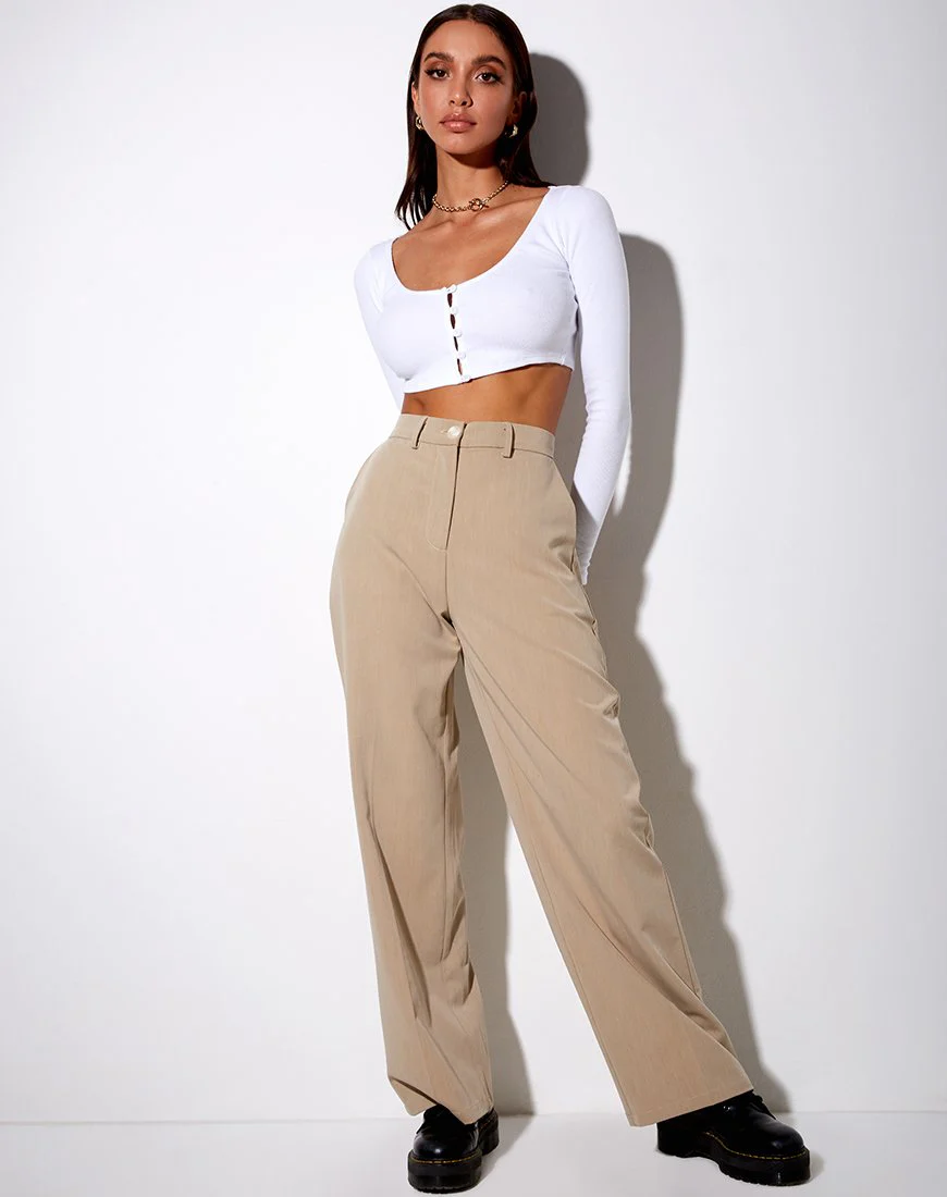 Ineke Crop Top in Rippe Weiß - Image 4