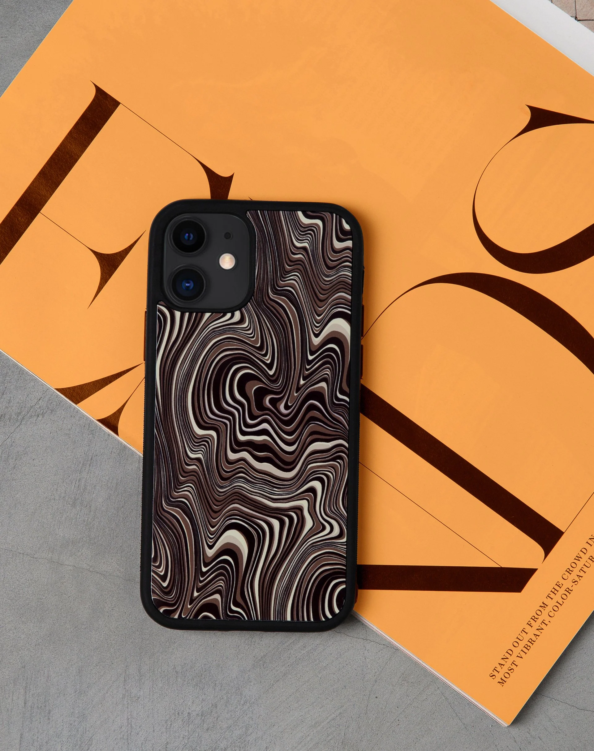 Iphone Tasche in 70er Jahre Ripple Braun - Image 3