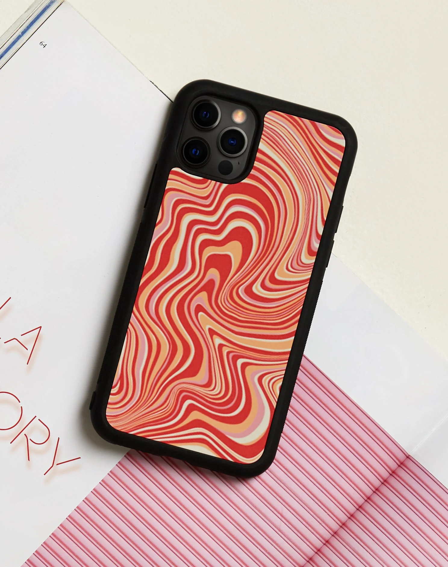 Iphone Tasche in 70er Jahre Ripple in Mandarine - Image 8