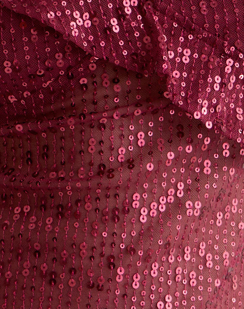 Iranila Asymmetrisches Top aus hauchdünnem Paillettenstoff Rot - Image 6