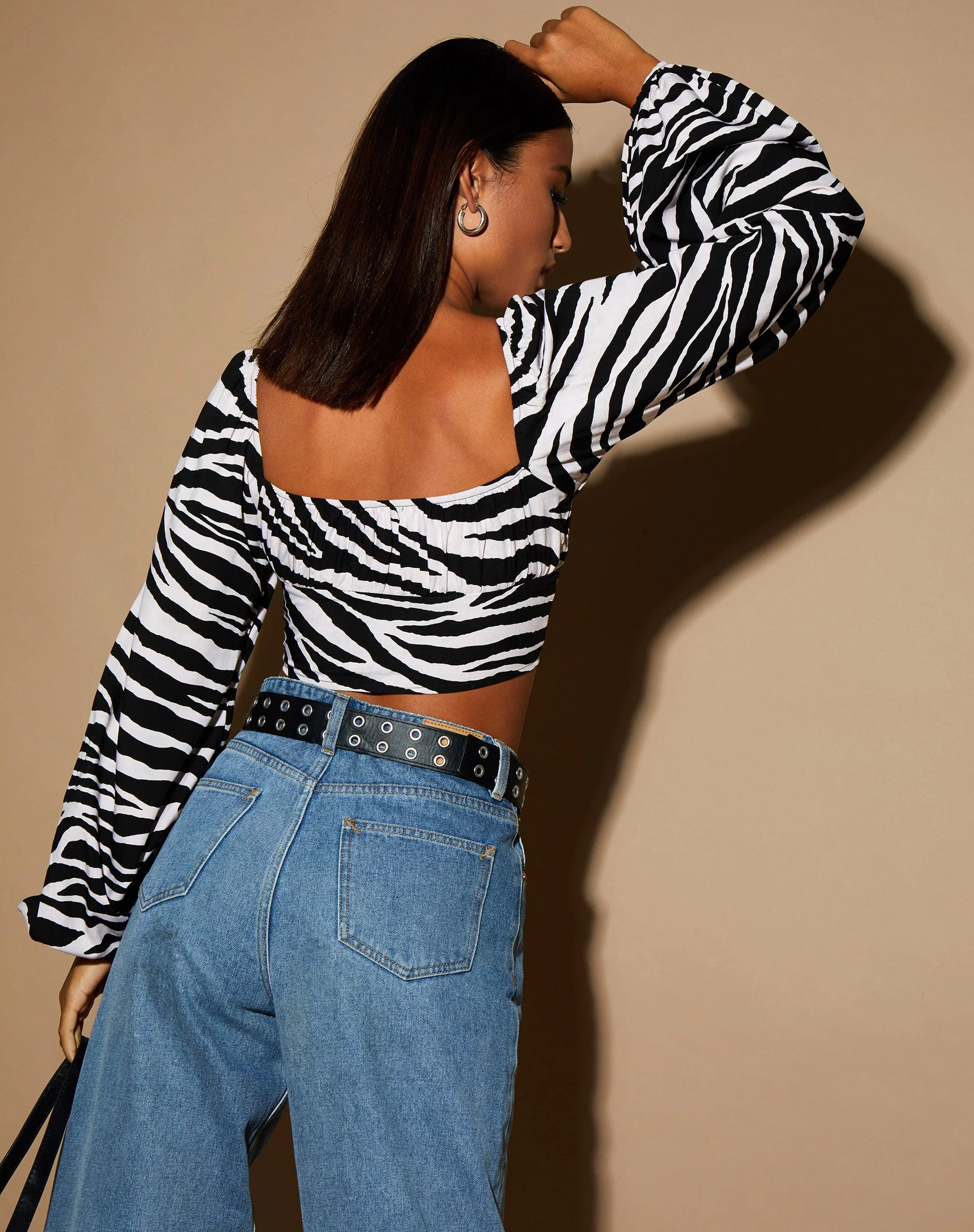 Irene Crop Top in Huge Zebra - Image 3