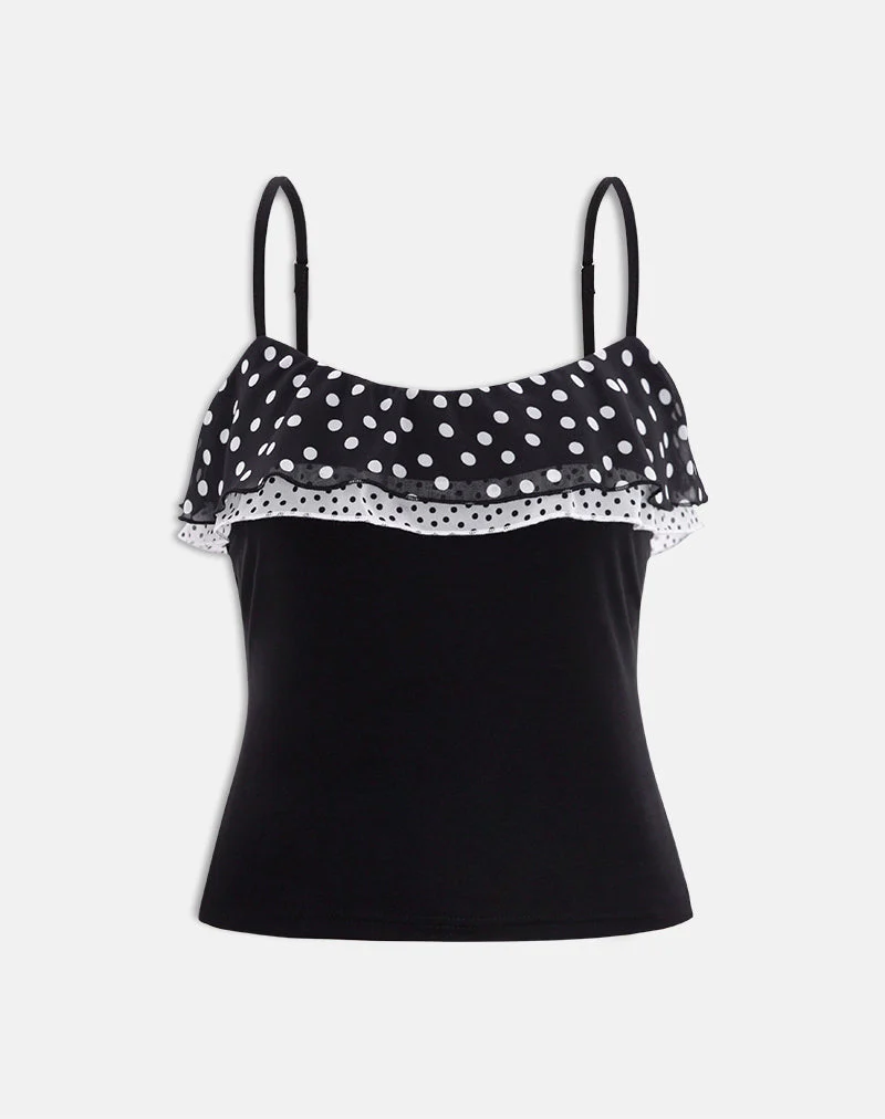 Iridia Top aus Cupro in Schwarz mit kleinen Polka-Rüschen - Image 3