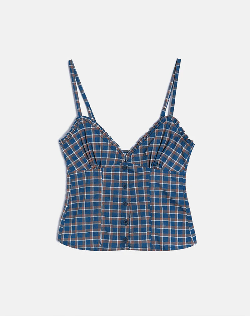 Isamu Top in Medium Tartan Blau - Image 2