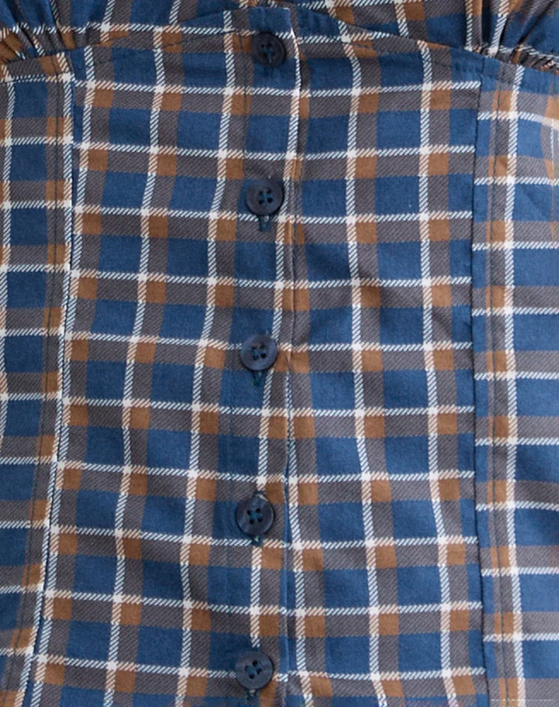 Isamu Top in Medium Tartan Blau - Image 6