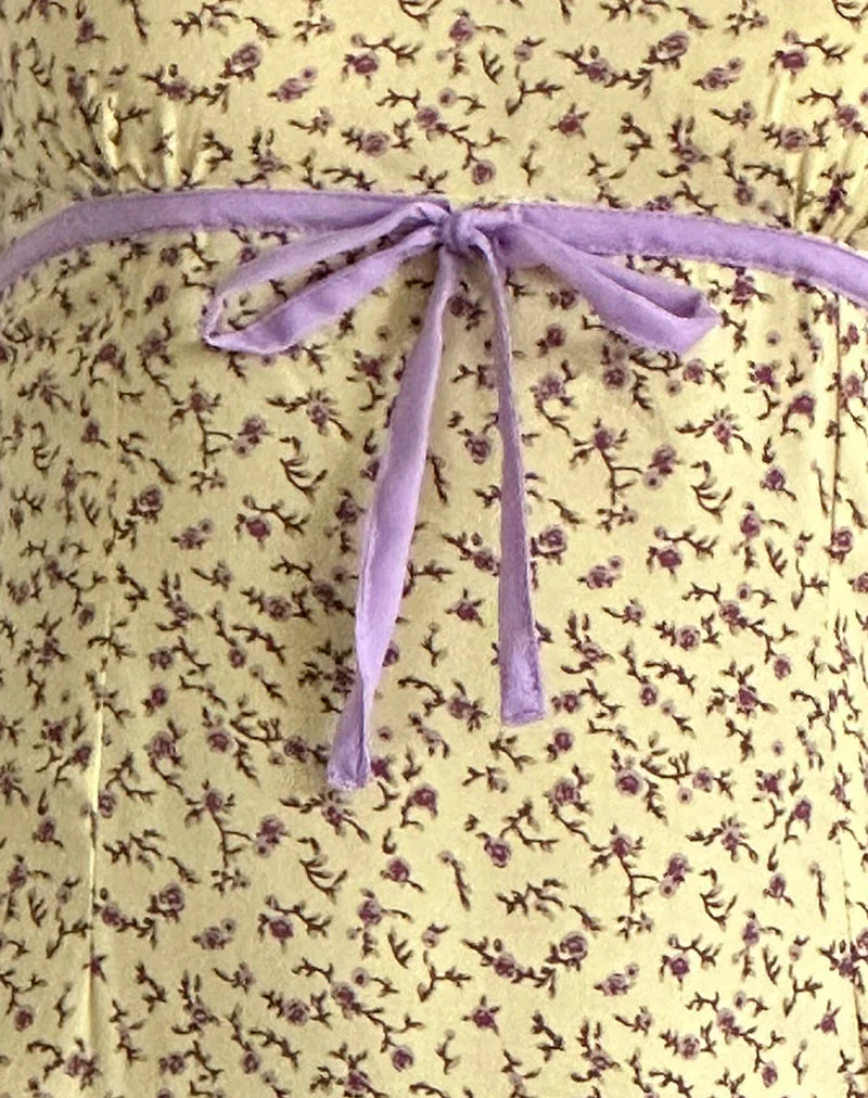 Isaure Midikleid in fließendem Blumengelb - Image 5