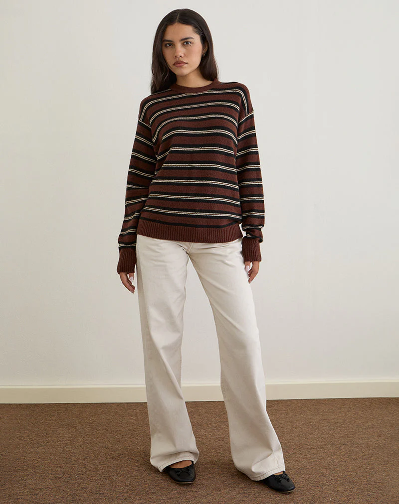 Ishari Pullover in Streifen Braun Multi - Image 3
