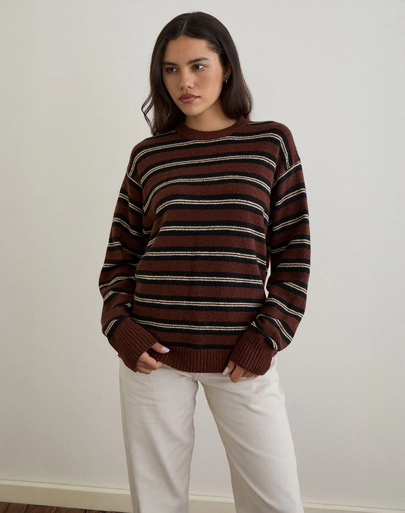 Ishari Pullover in Streifen Braun Multi - Image 5