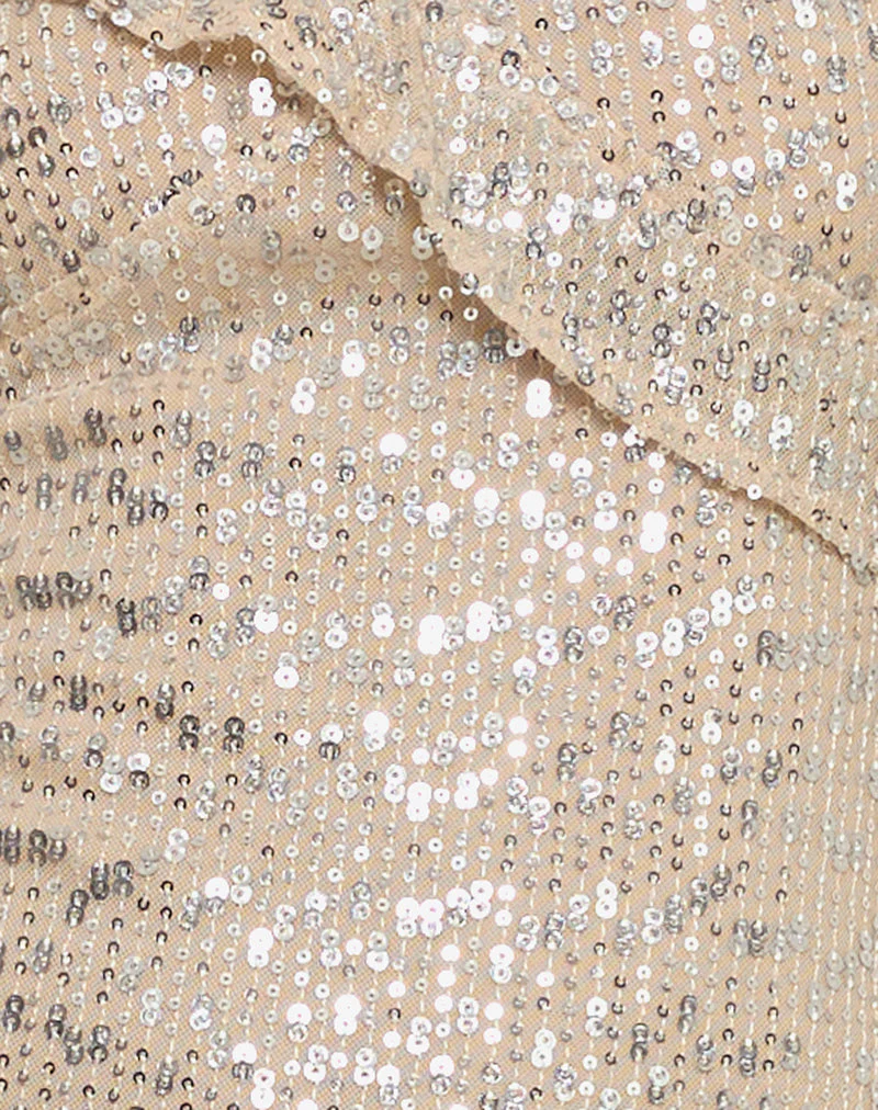 Iskaya Rüschen-Minikleid in Pailletten-Neutral - Image 6