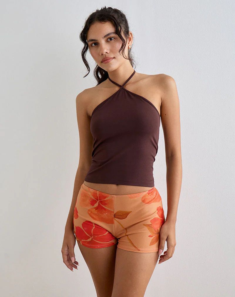 Istora Shorts in Aquarellfarbe Hibiskus Orange - Image 4