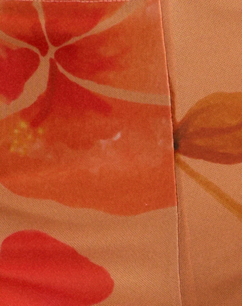 Istora Shorts in Aquarellfarbe Hibiskus Orange - Image 6