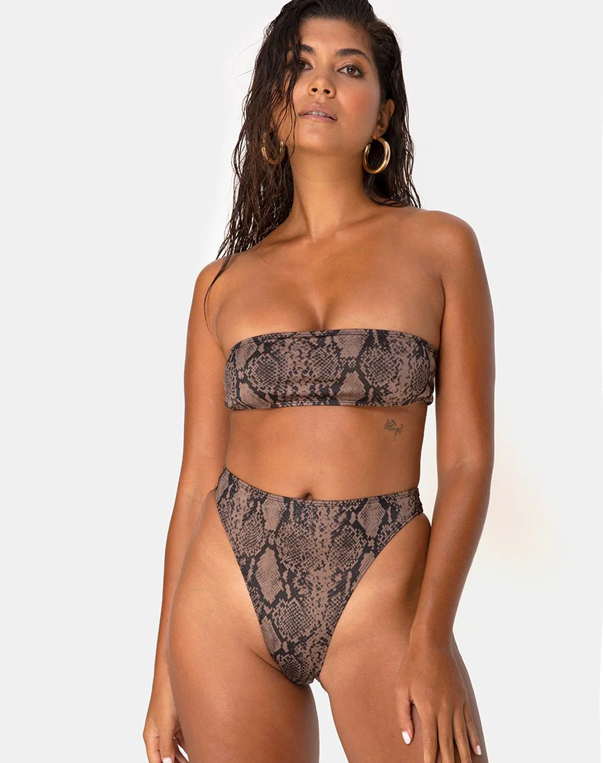 Izarla Bikinioberteil in Schlange Taupe