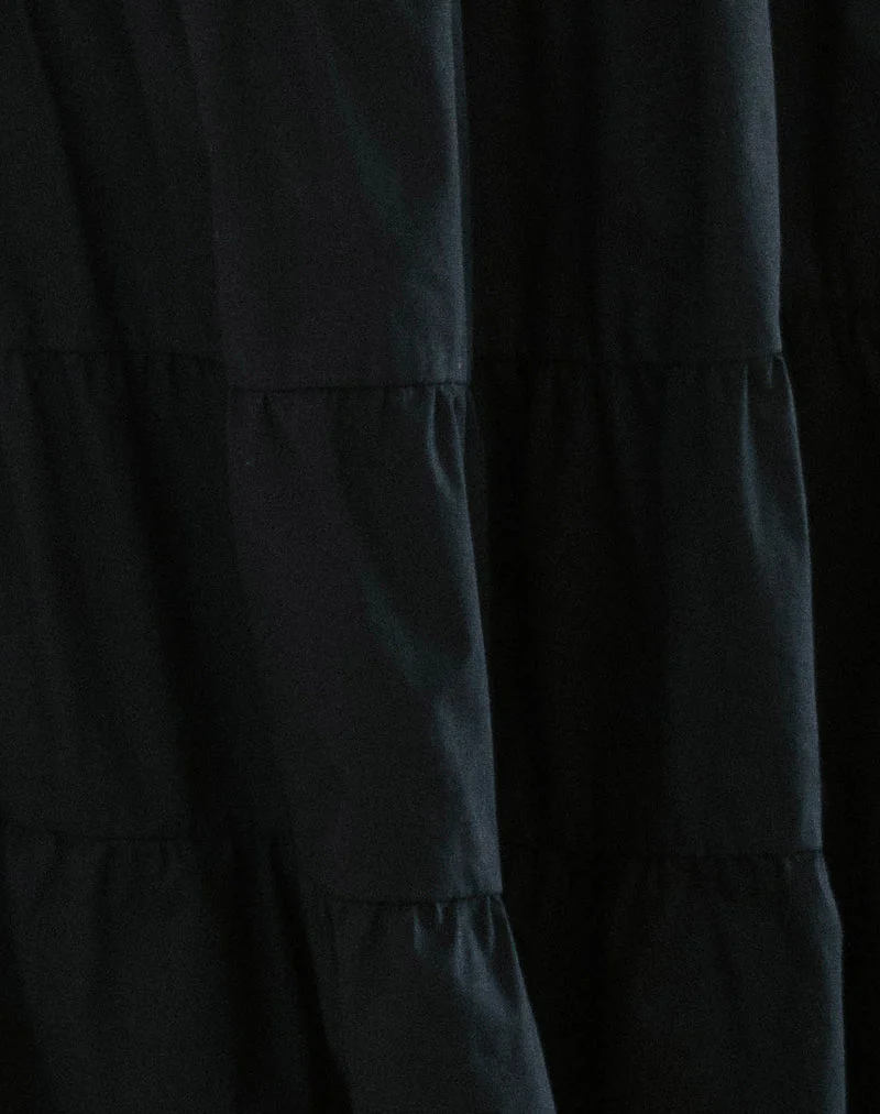 Izumi Gestufter Midirock aus Popeline Schwarz - Image 6