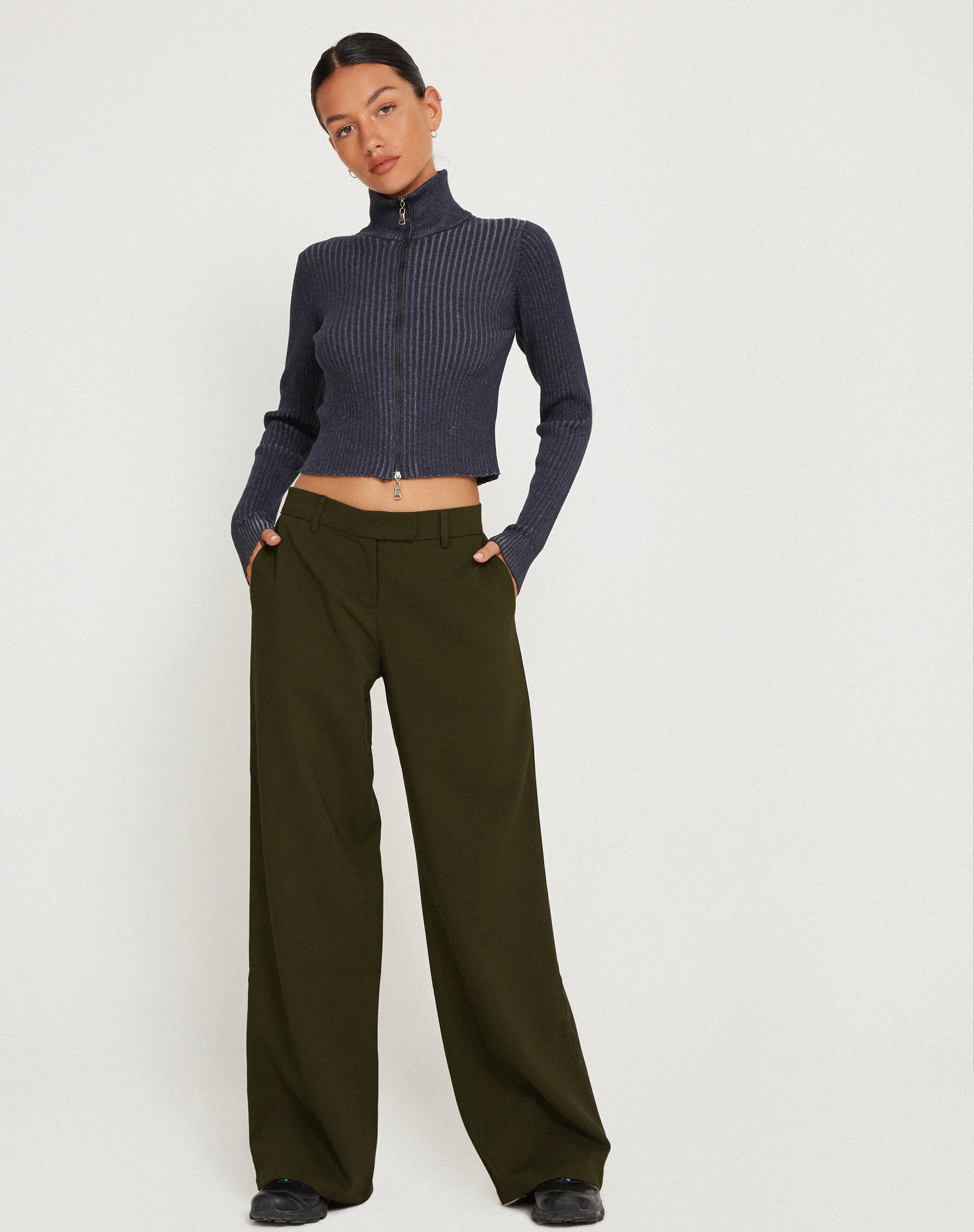 Jabba-Hose mit weitem Bein in dunklem Khaki - Image 3