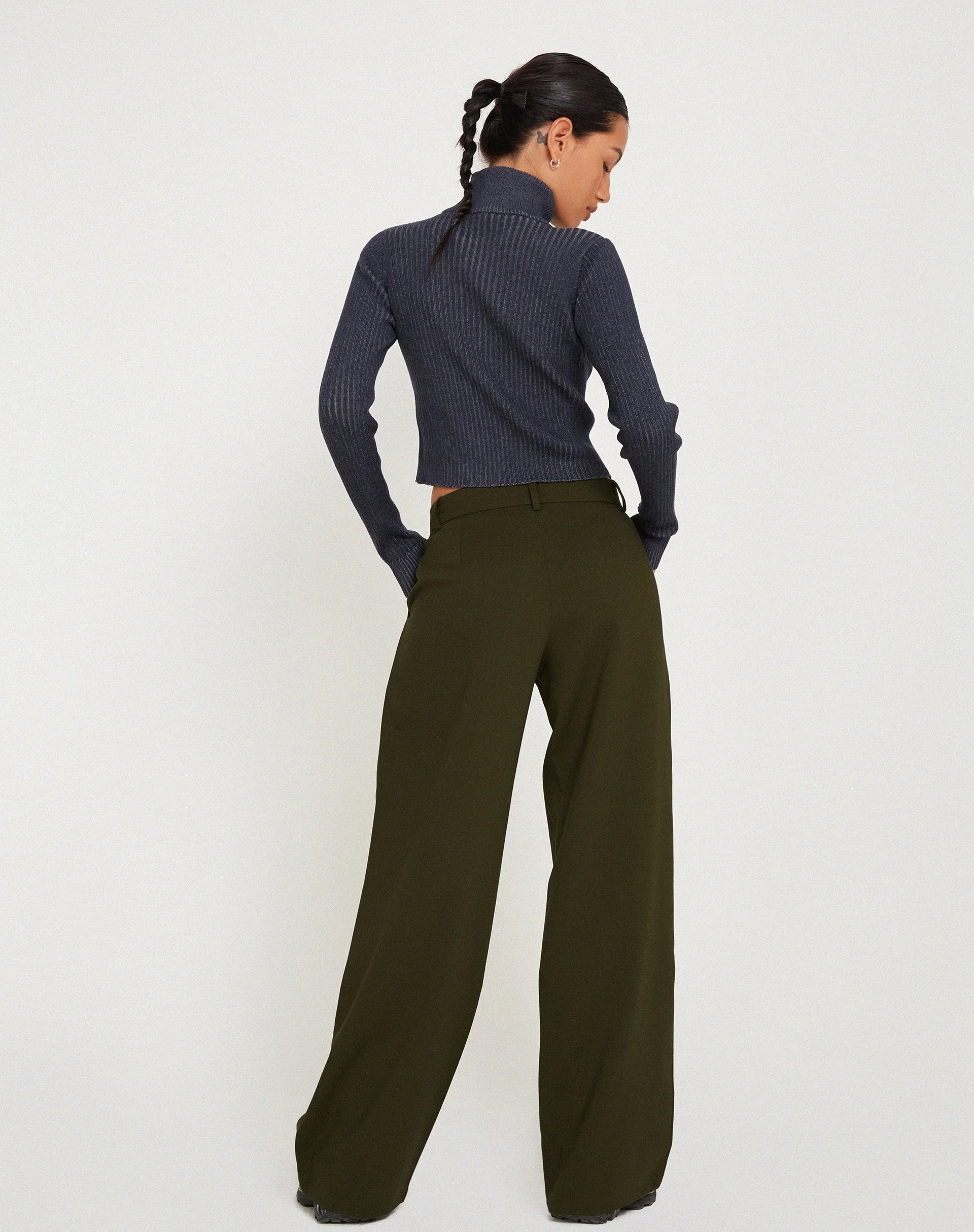 Jabba-Hose mit weitem Bein in dunklem Khaki - Image 4
