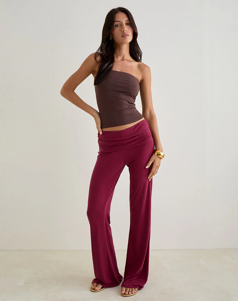Jacita Low Rise-Hose aus Cupro Burgund