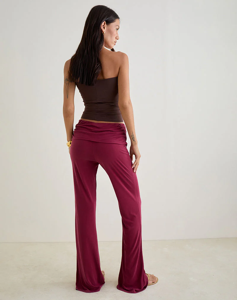 Jacita Low Rise-Hose aus Cupro Burgund - Image 4