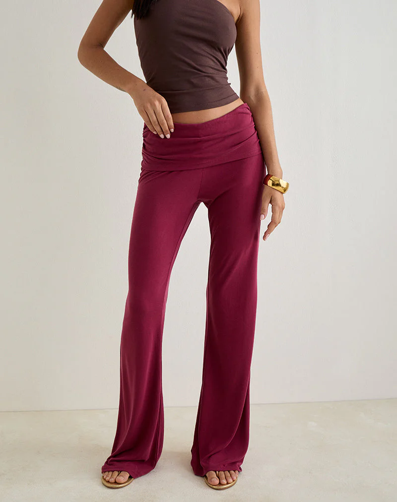 Jacita Low Rise-Hose aus Cupro Burgund - Image 5