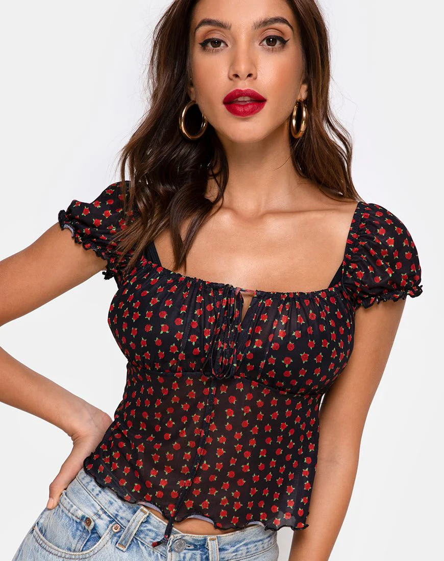 Jalina Top aus gepunktetem rosa Netz - Image 2