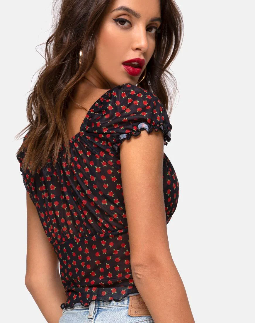 Jalina Top aus gepunktetem rosa Netz - Image 3