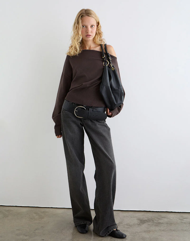 Jalira Asymmetrischer Pullover in Braun - Image 3