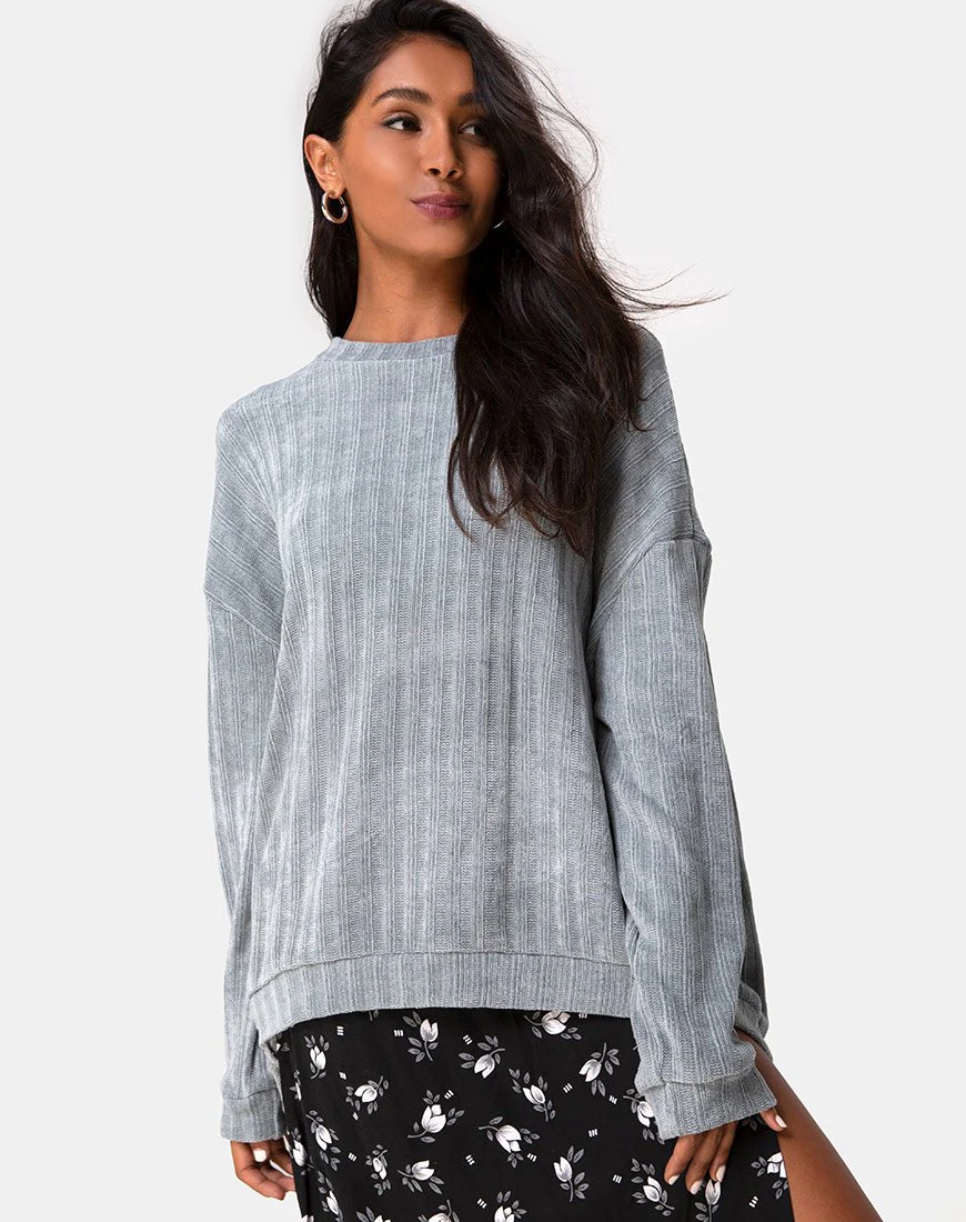 Jama-Pullover in Silber gestrickt
