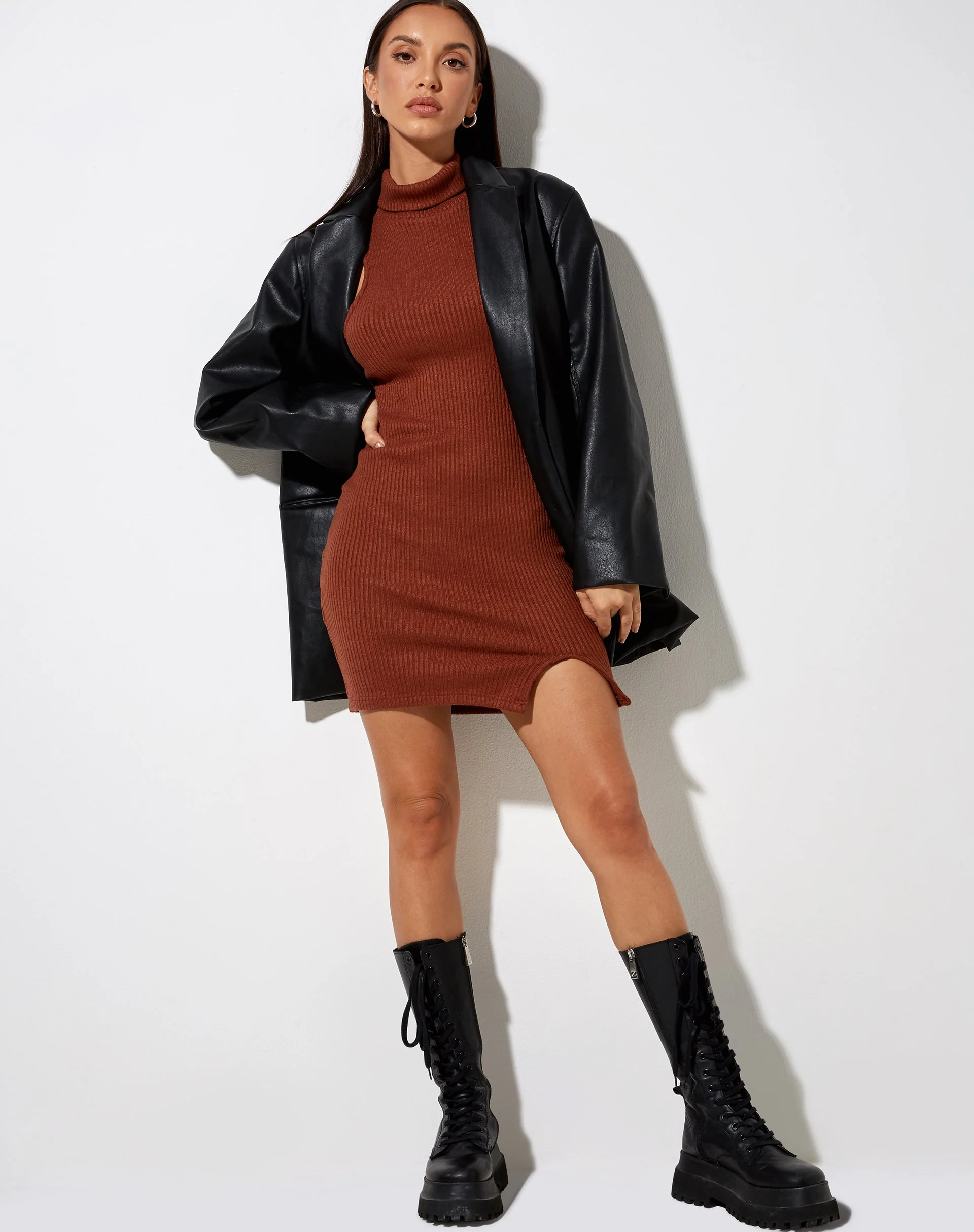 Jamaika Minikleid in Rippe Schokolade - Image 3