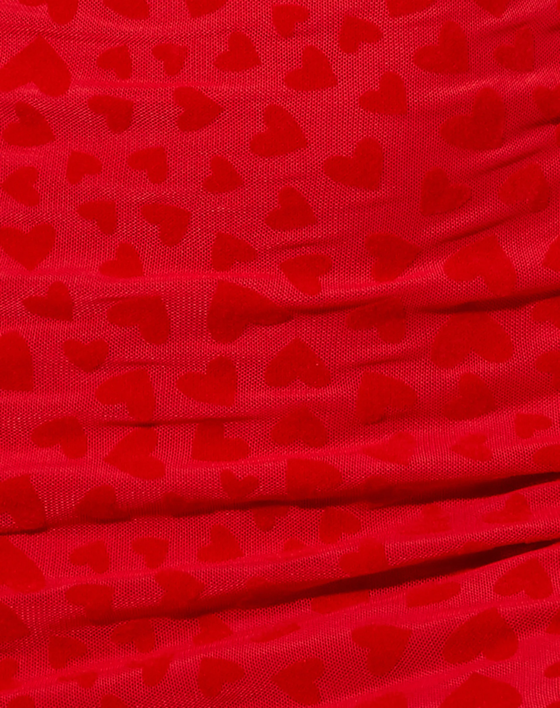 Jamila Minikleid aus rotem Mesh mit rotem Herzflock - Image 6