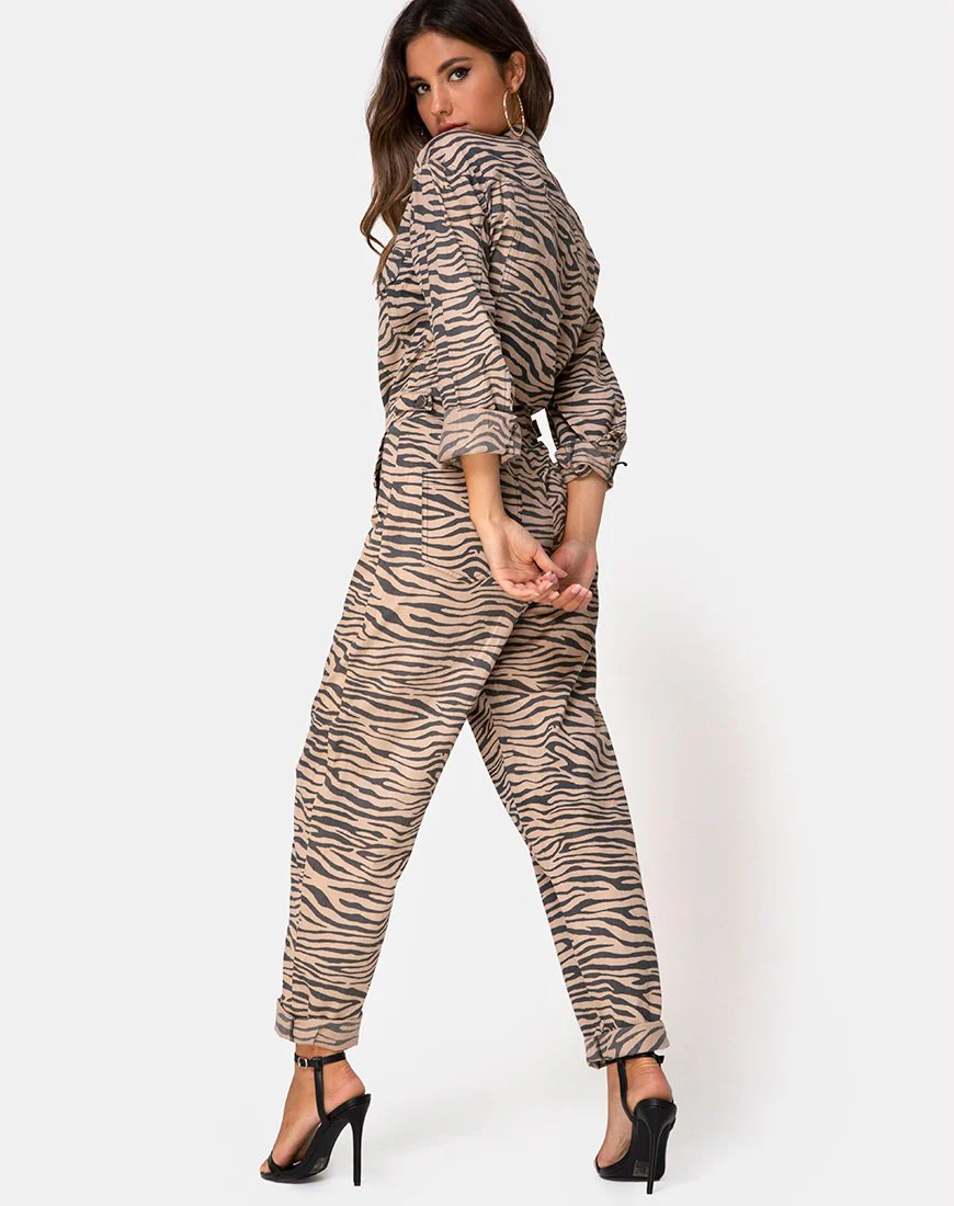 Jampa Jumpsuit aus Zip's Zebra Taupe - Image 2