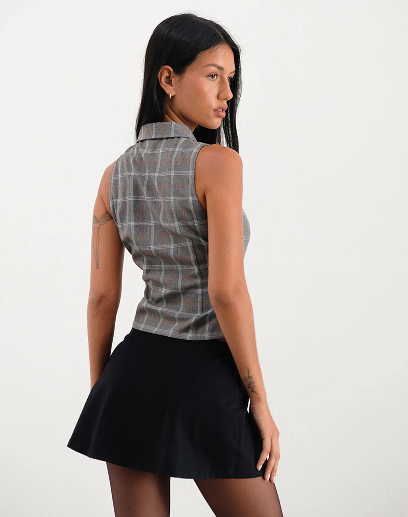 Janae Zip Vest Top in Grau Karo - Image 5