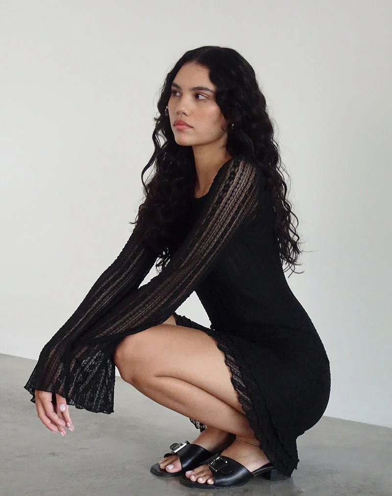Janawa Rückenfreies Minikleid aus Spitze Schwarz - Image 3