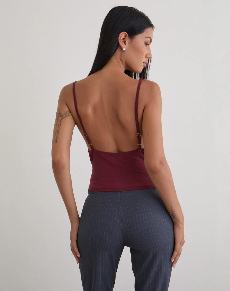 Janice Top aus Pailletten-Jersey Burgundy - Image 5