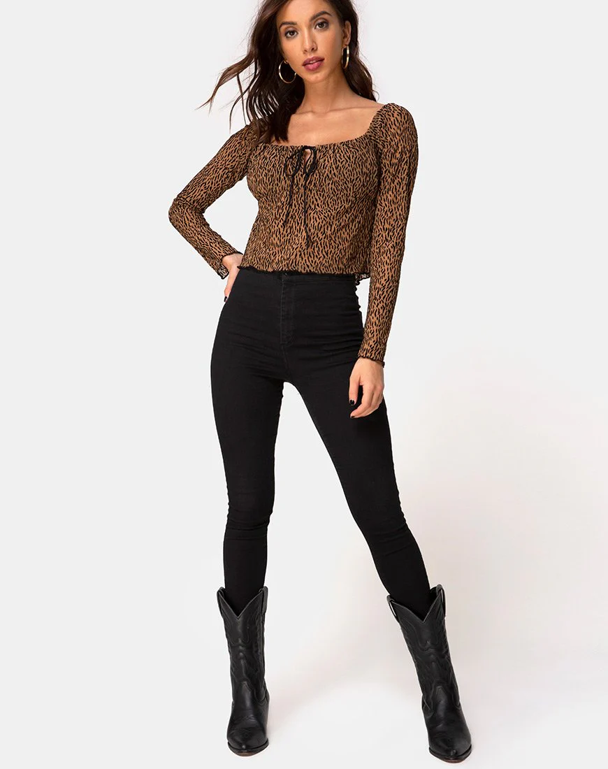 Janina Top in Tierflock Tan Netz - Image 3