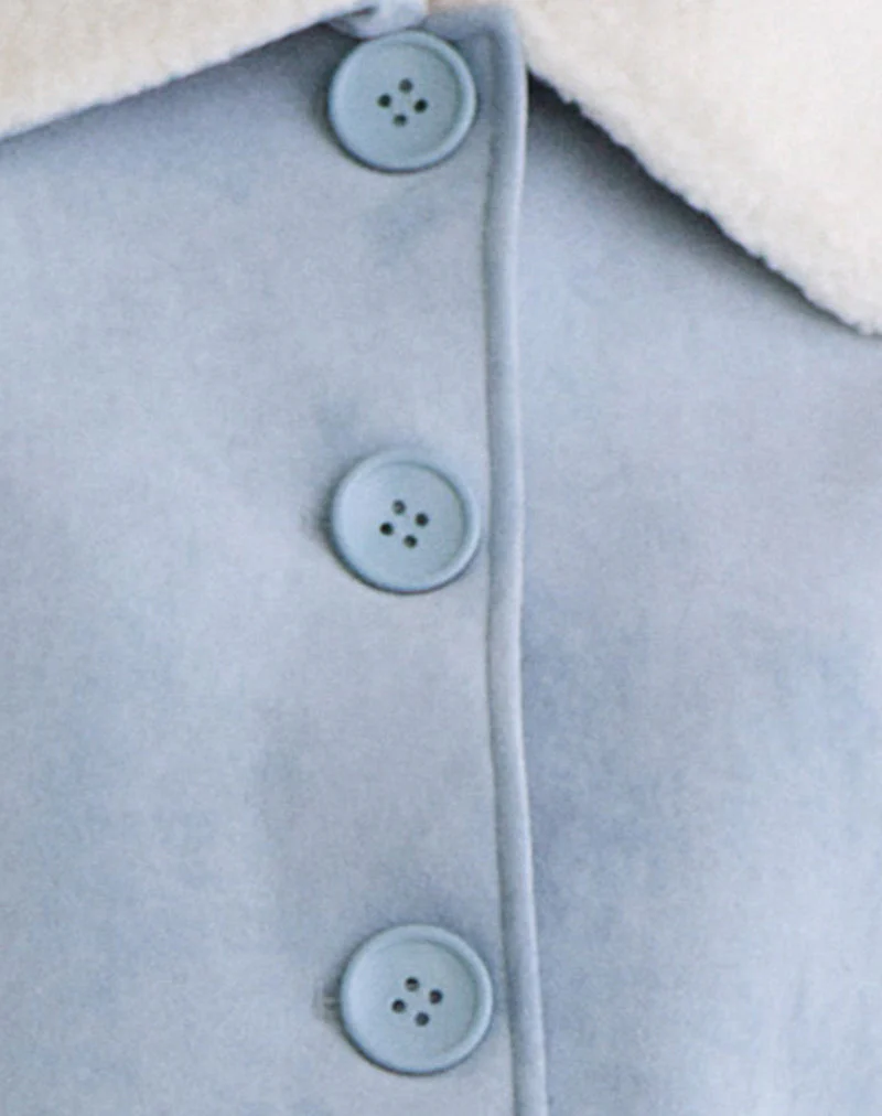 Jano Jacke aus Kunstwildleder in Blau mit Borg - Image 7