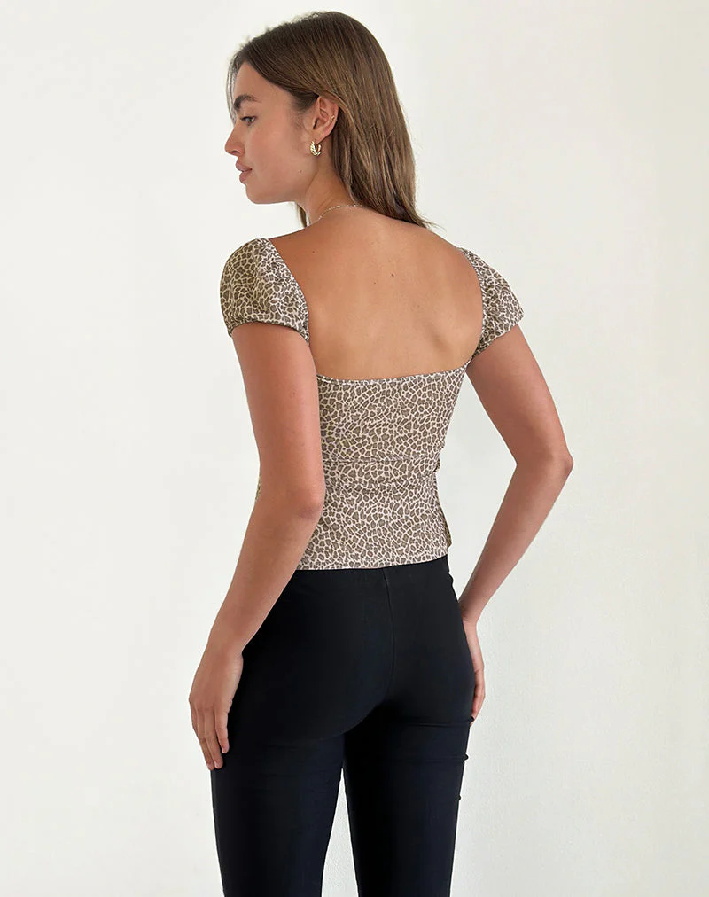 Jarji Bluse in zartem Leopard Hellbraun - Image 3