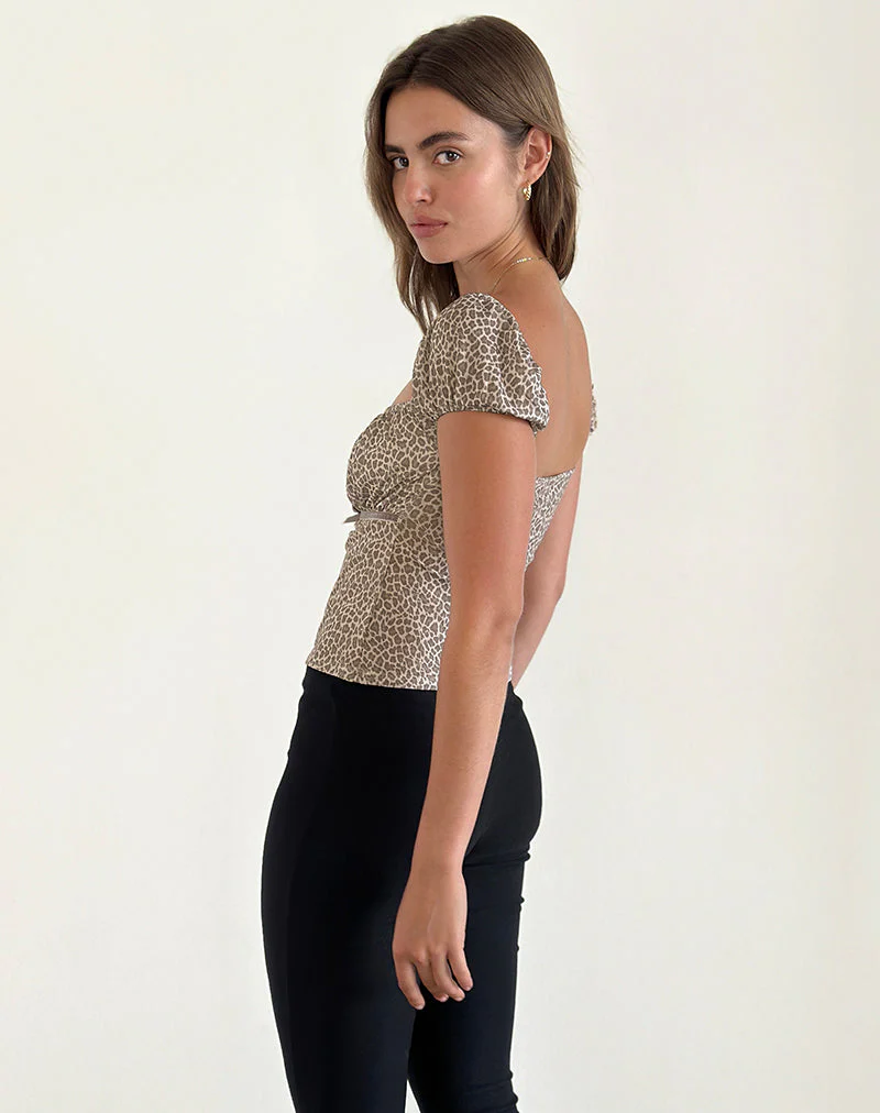 Jarji Bluse in zartem Leopard Hellbraun - Image 5